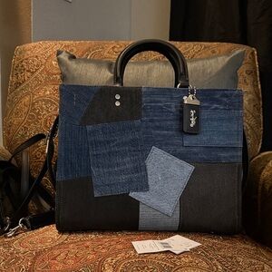 Coach Rogue  30 in Repurposed Denim Patchwork